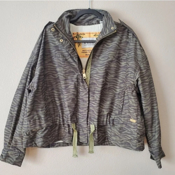 Scotch & Soda Green Tiger Printed Loose Fit Zip Jacket NWOT Size Small - Picture 4 of 11